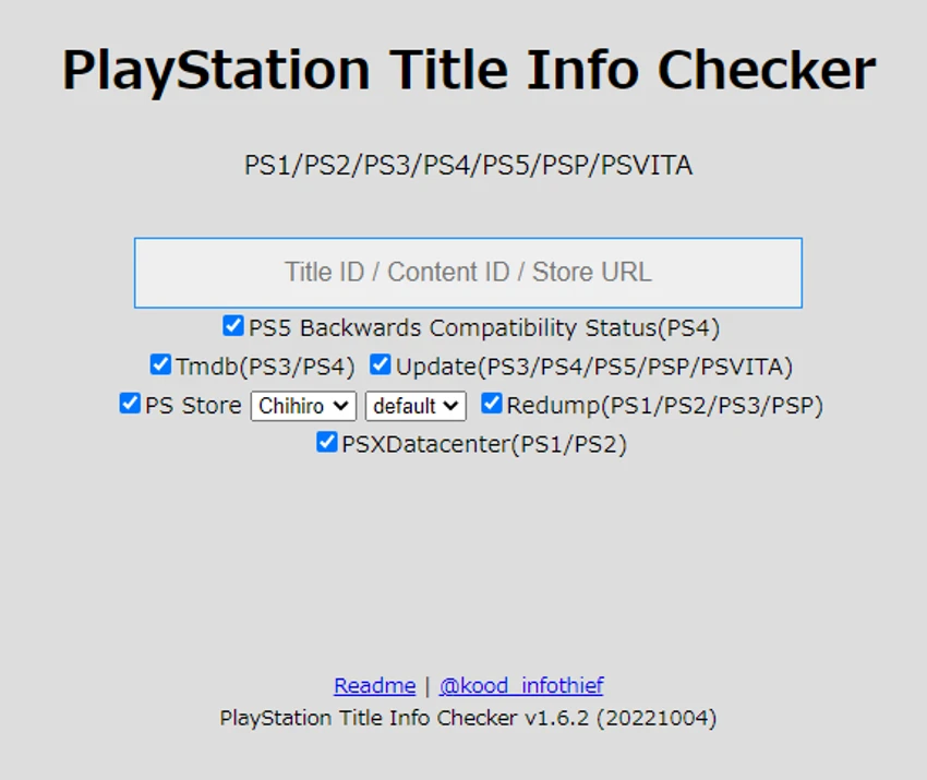 PlayStation Title Info Checker