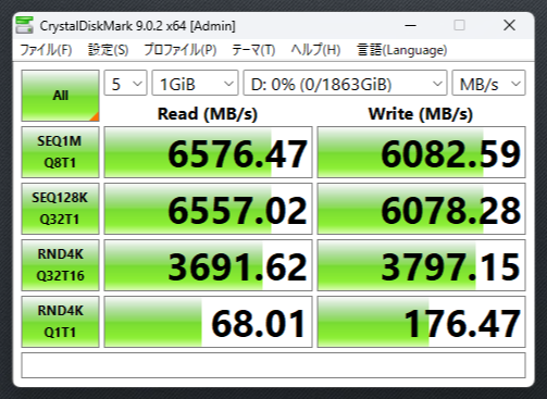 DドライブSSDベンチ